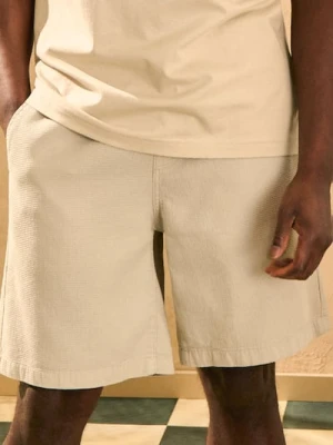 Sinsay - Bawełniane szorty ze strukturalnej dzianiny - kremowy