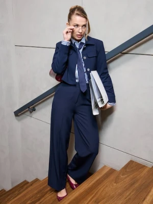 Sinsay - Bawełniania koszula oversize - granatowy