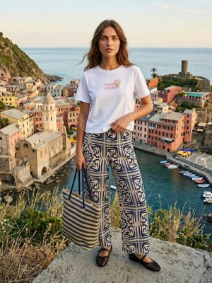 Zdjęcie produktu Sinsay - Bawełniany crop top z haftowanym napisem i aplikacją w kształcie muszelki - biały