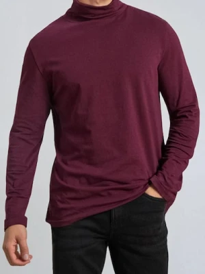 Sinsay - Bawełniany golf basic - bordowy