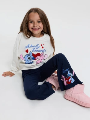 Sinsay - Bawełniany komplet: bluza crewneck i spodnie flare Stitch - wielobarwny