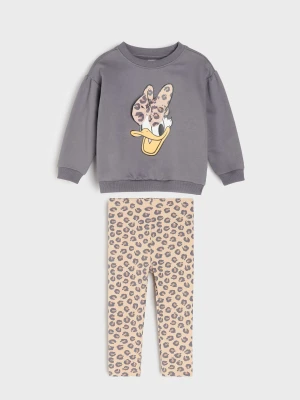 Sinsay - Bawełniany komplet: bluza i legginsy Daisy - szary