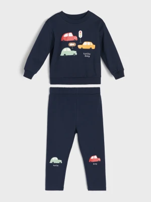 Sinsay - Bawełniany komplet: bluza i legginsy - granatowy