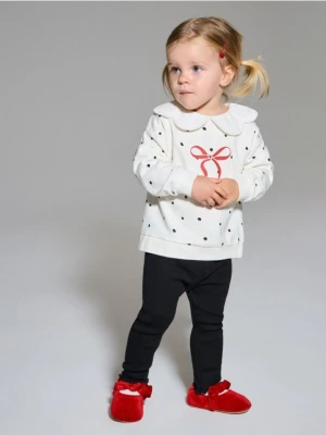 Sinsay - Bawełniany komplet: bluza i legginsy - kremowy