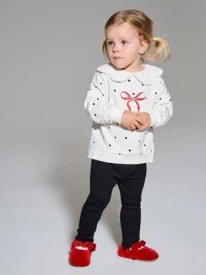 Sinsay - Bawełniany komplet: bluza i legginsy - kremowy