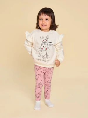 Sinsay - Bawełniany komplet: bluza i legginsy Mini Smiley® - kremowy