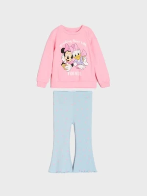 Sinsay - Bawełniany komplet: bluza i legginsy Minnie and Daisy - różowy