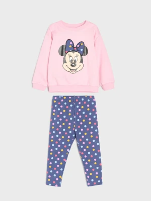 Sinsay - Bawełniany komplet: bluza i legginsy Minnie Mouse - różowy