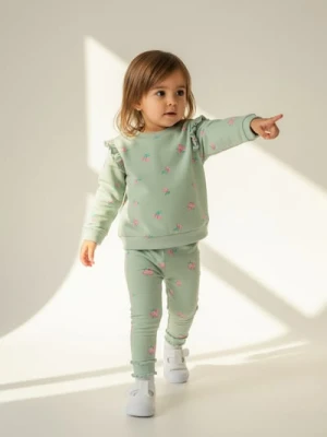 Sinsay - Bawełniany komplet: bluza i legginsy - zielony