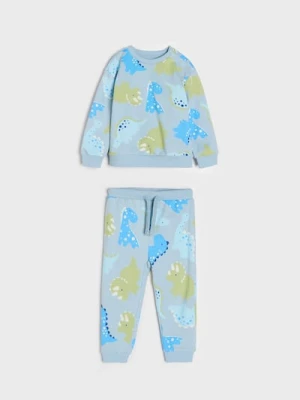 Sinsay - Bawełniany komplet: bluza i spodnie - błękitny