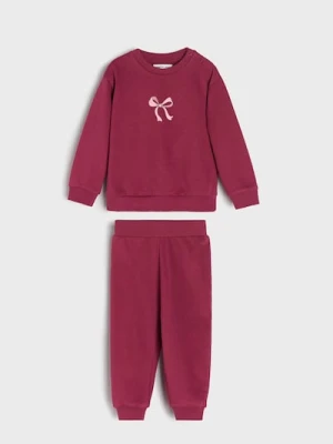 Sinsay - Bawełniany komplet: bluza i spodnie - fioletowy