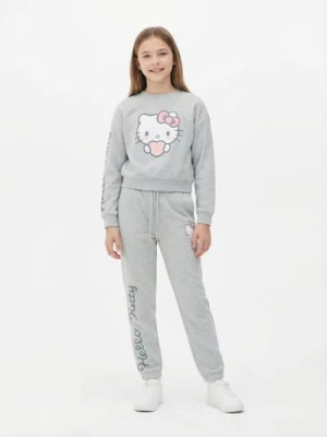 Sinsay - Bawełniany komplet: bluza i spodnie Hello Kitty - szary