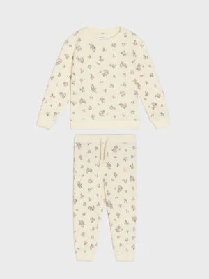 Sinsay - Bawełniany komplet: bluza i spodnie - kremowy