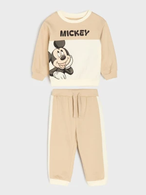 Sinsay - Bawełniany komplet: bluza i spodnie Mickey Mouse - beżowy