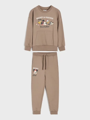 Sinsay - Bawełniany komplet: bluza i spodnie Mickey Mouse - brązowy