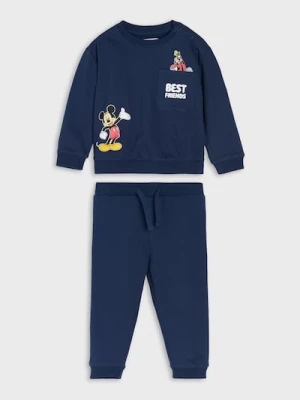 Sinsay - Bawełniany komplet: bluza i spodnie Mickey Mouse - granatowy