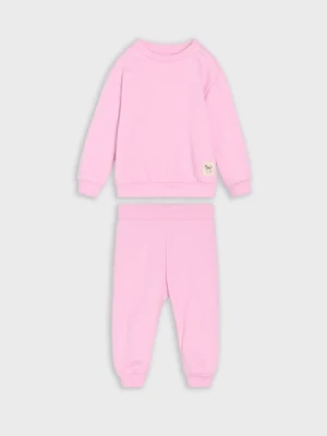 Sinsay - Bawełniany komplet: bluza i spodnie - różowy