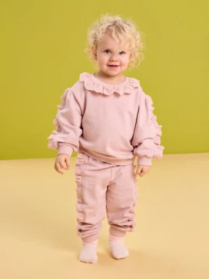 Sinsay - Bawełniany komplet: bluza i spodnie - różowy