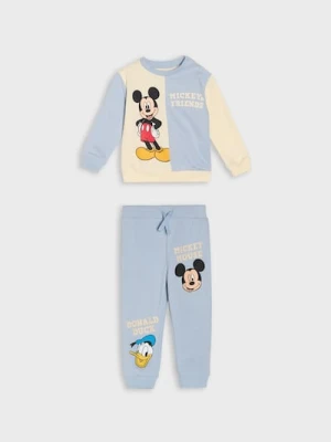 Sinsay - Bawełniany komplet: bluza i spodnie z nadrukiem Mickey Mouse - niebieski
