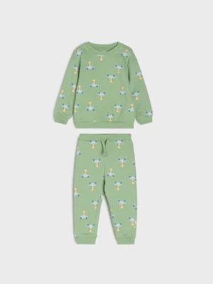 Sinsay - Bawełniany komplet: bluza i spodnie - zielony