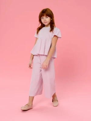 Sinsay - Bawełniany komplet: bluzka i spodnie - różowy