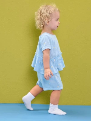 Sinsay - Bawełniany komplet: bluzka i szorty - błękitny