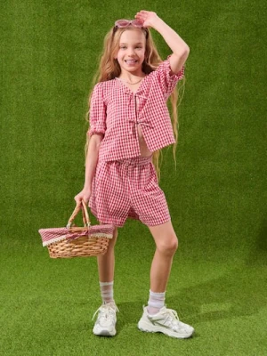 Sinsay - Bawełniany komplet: bluzka i szorty - wielobarwny