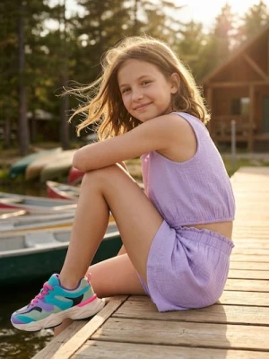 Sinsay - Bawełniany komplet: bluzka i szorty - wielobarwny