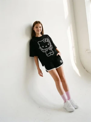 Sinsay - Bawełniany komplet Hello Kitty: T-shirt i szorty - czarny