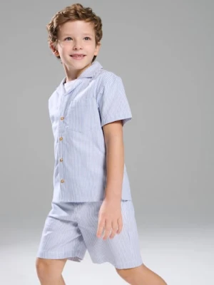 Sinsay - Bawełniany komplet: koszula i szorty w paski - wielobarwny