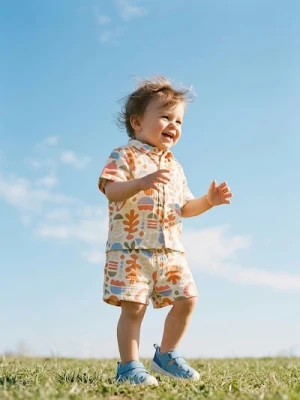 Sinsay - Bawełniany komplet: koszula i szorty - wielobarwny