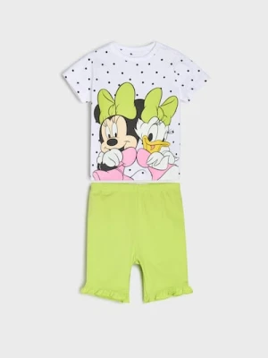 Sinsay - Bawełniany komplet: koszulka i kolarki Minnie Mouse - zielony