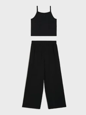 Sinsay - Bawełniany komplet: koszulka i spodnie - czarny