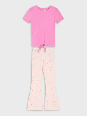 Sinsay - Bawełniany komplet: koszulka i spodnie - wielobarwny