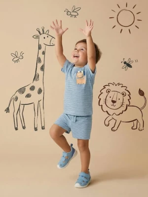 Sinsay - Bawełniany komplet: koszulka i szorty - granatowy