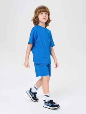 Sinsay - Bawełniany komplet: koszulka i szorty - niebieski