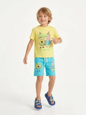 Sinsay - Bawełniany komplet: koszulka i szorty SpongeBob - żółty