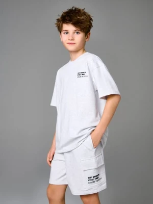 Sinsay - Bawełniany komplet: koszulka i szorty - szary