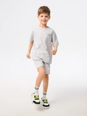 Sinsay - Bawełniany komplet: koszulka i szorty - szary