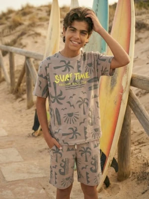 Sinsay - Bawełniany komplet: koszulka i szorty - wielobarwny