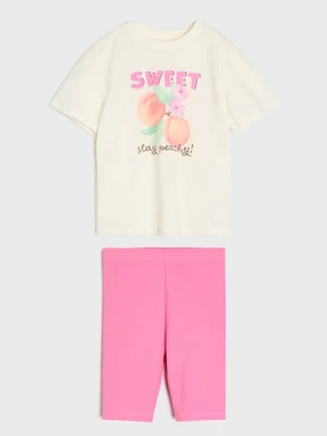 Sinsay - Bawełniany komplet: koszulka i szorty - wielobarwny