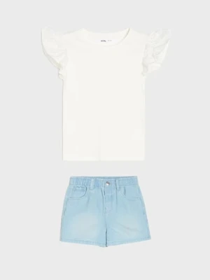 Sinsay - Bawełniany komplet: koszulka i szorty - wielobarwny