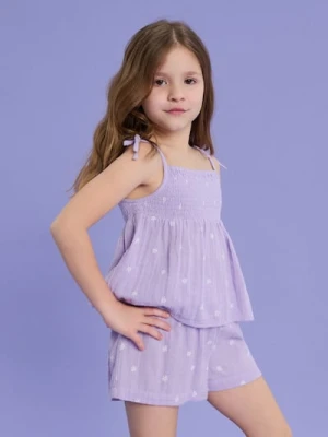 Sinsay - Bawełniany komplet na lato w kwiatki - fioletowy