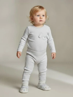 Sinsay - Bawełniany komplet niemowlęcy z ozdobną kieszenią - szary