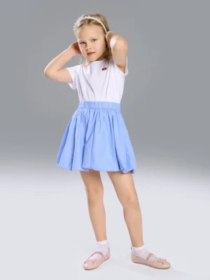 Sinsay - Bawełniany komplet z koszulką i spódnicą w paski z haftem wisienek - wielobarwny