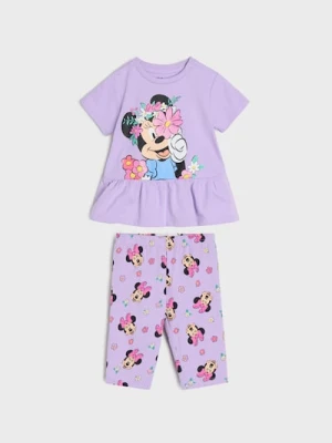 Sinsay - Bawełniany komplet z kwiatowym nadrukiem Minnie Mouse - fioletowy