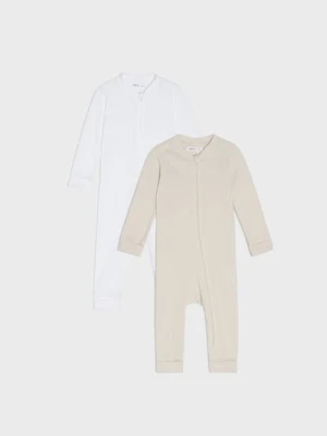 Sinsay - Bawełniany pajacyk 2 pack - kremowy