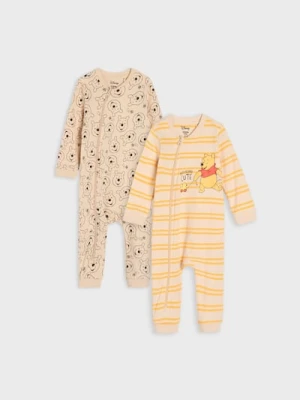 Sinsay - Bawełniany pajacyk z nadrukiem 2 pack Winnie the Pooh - kremowy