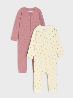 Sinsay - Bawełniany pajacyk ze wzorem 2 pack - kremowy