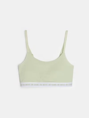 Sinsay - Bawełniany sportowy biustonosz typu top - zielony